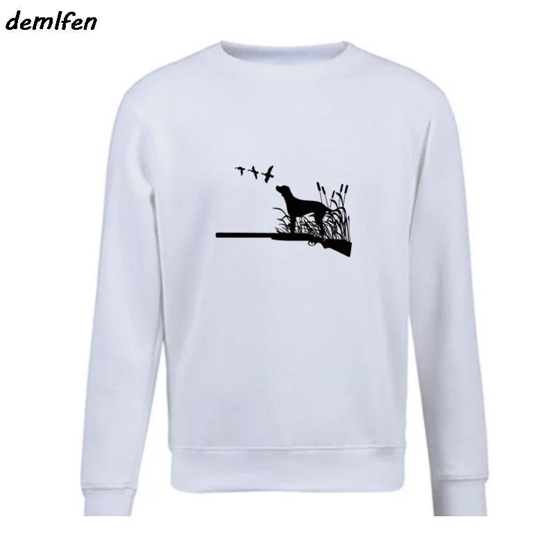 New Huntings Dog Ducks Gun Hunters Hoodie Demlfen Funny Men Long Sleeve Sweatshirt Casual O-neck Cool Tops Coat