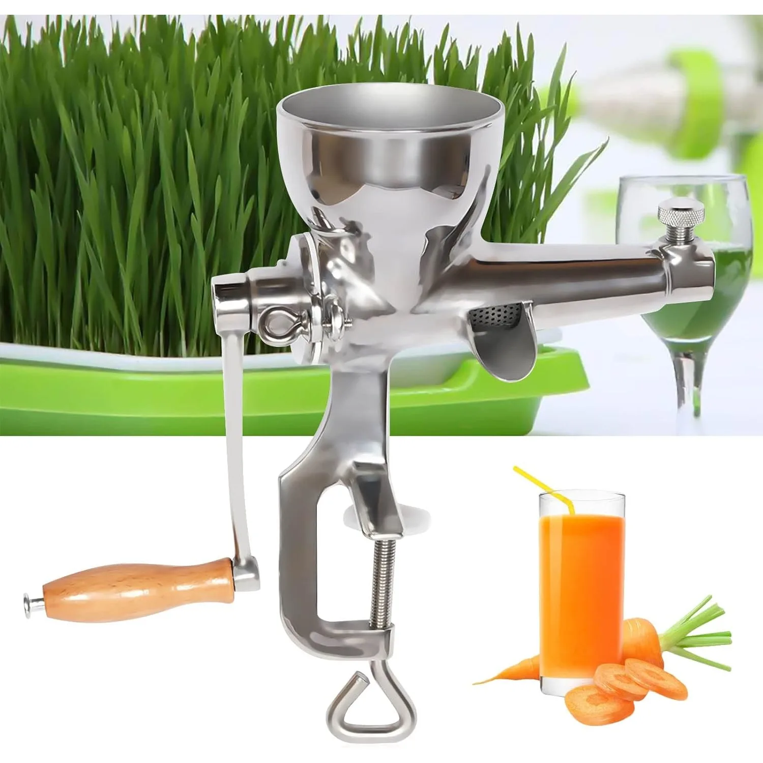 Exprimidor Manual de bayas, prensa de frutas y verduras de acero inoxidable, prensa de Lima de cocina con abrazadera de tornillo para montaje en mesa