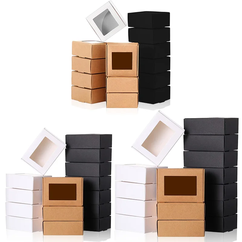 15/35/50 PCS Self-Made Packaged Soap Box, Mini Gift Box, with Window, for Baking Candy Soap Making Gift Packaging
