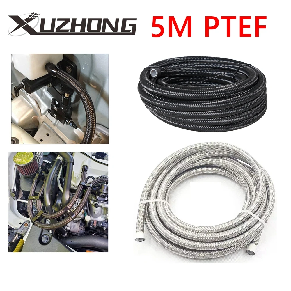 5M AN4-AN12 PTFE Racing Hose Stainless Steel Braided Brake Hose Universal Fit Fuel Line Oil Cooler Car Hose Pipe TF-1054