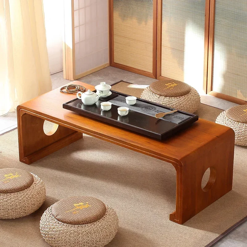 Japanese Vintage Wooden Coffee Tea Table 60x40cm Asian Tatami Style Rectangle Floor Table for Living Room Indoor Furniture Model