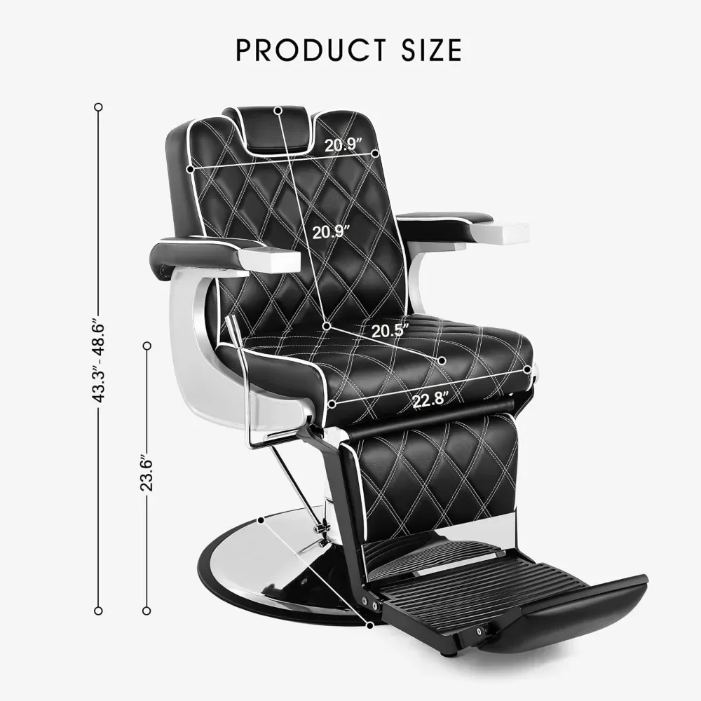 Heavy Duty Vintage Barber Chair All Purpose Hydraulic Recline Salon Beauty Spa Styling Equipment Black