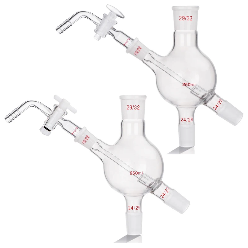 Rotary evaporation bottle 250ml spherical four-neck bottle four-way glass/tetrafluoro piston vent valve feeding pipe
