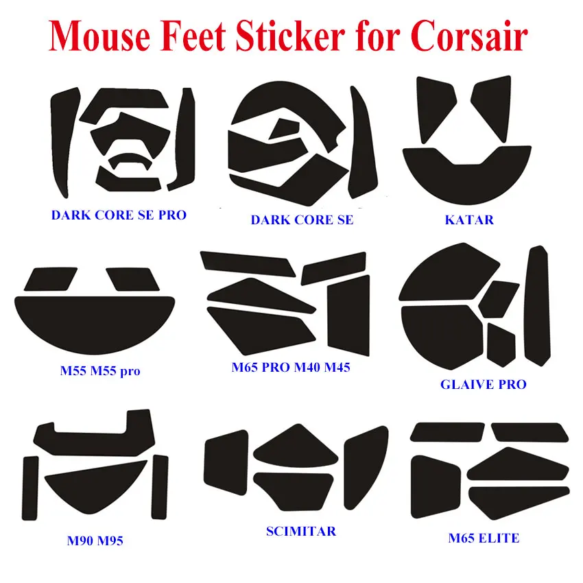 20Sets Mouse Feet Skates For Corsair M65 M40 M90 M95 NIGHTSWORD KATAR SABRE SCIMITAR HARPOON GLAIVE Pro Mice Glides Connector