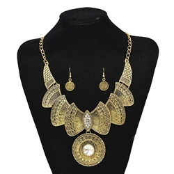 Gypsy Turkish Big Leaf Flower Pendant Necklaces & Earrings Sets for Women Boho Turkish Tribal Party Jewelry Sets Collier Femme