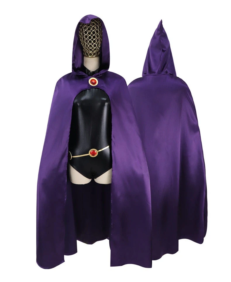 ティーンタイタンズ-レイブン-コスプレ衣装-デラックスジャンプスーツ-クロークベルトスーツ-ハロウィンユニフォーム-女性用