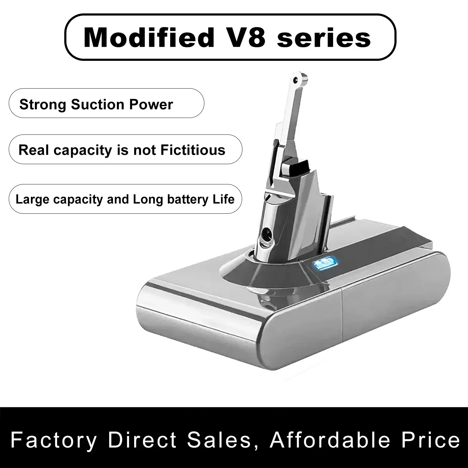 Batterie Dyson V8 pour batterie Dyson SV10 V8 batterie animale V8 absolu V8 215681 V8 batterie de tête moteur pour batterie d'aspirateur Dyson V8