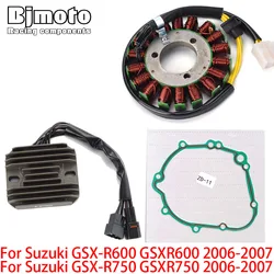 GSXR600 2007 GSXR750 2006 Engine Stator Coil+Voltage Regulator rectifier For Suzuki GSX-R600 GSX-R750 GSX-R 600 750 with Gasket