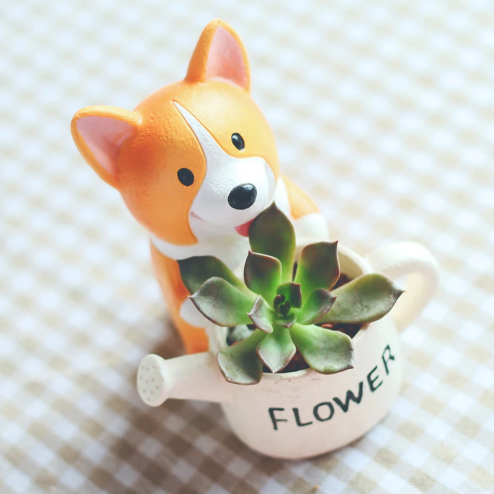 

Corgi Flowerpot Dog Resin Nonfading Waterproof Succulent Planter Vases Plant Pots Succulent Vases Home Office Garden Decor