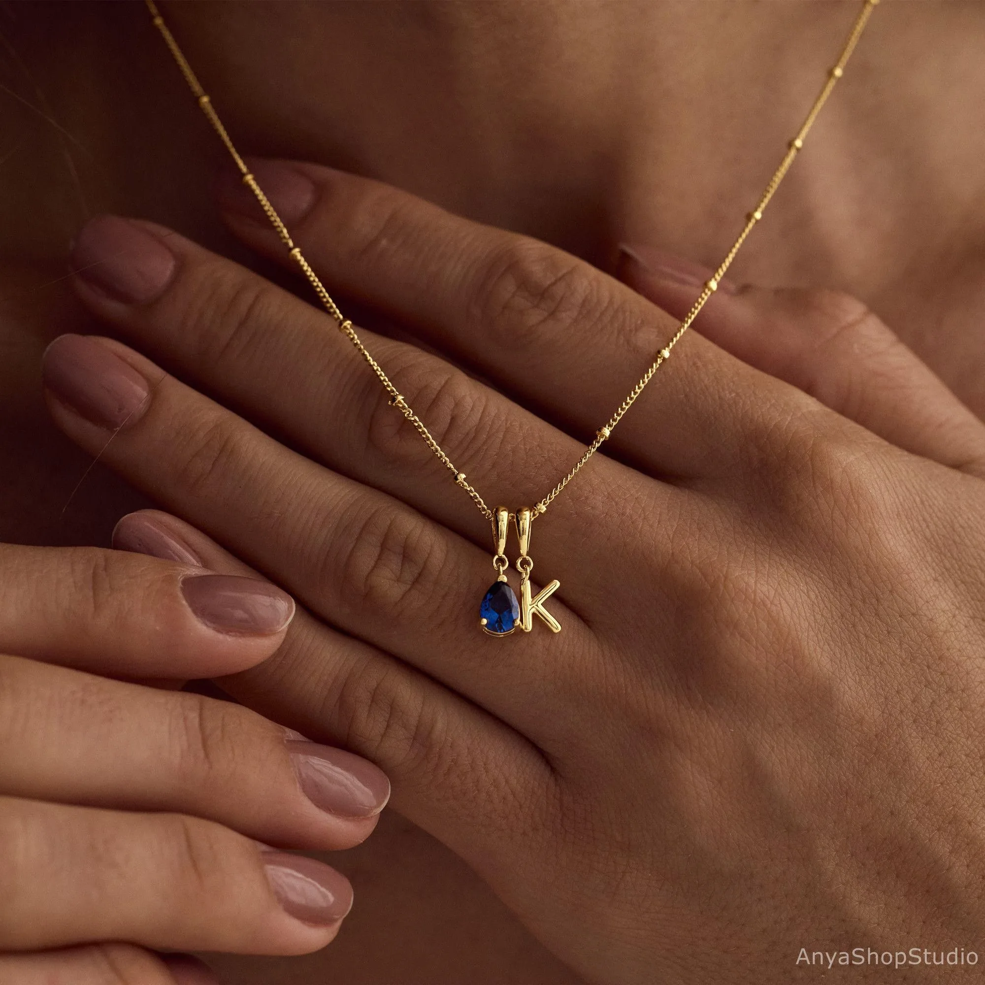 

Ожерелье с пузырьковой буквой на заказ и подвеской в виде камня, позолоченная нержавеющая сталь 18 карат, милые изящные ювелирные изделия, подарок на Рождество и день рождения