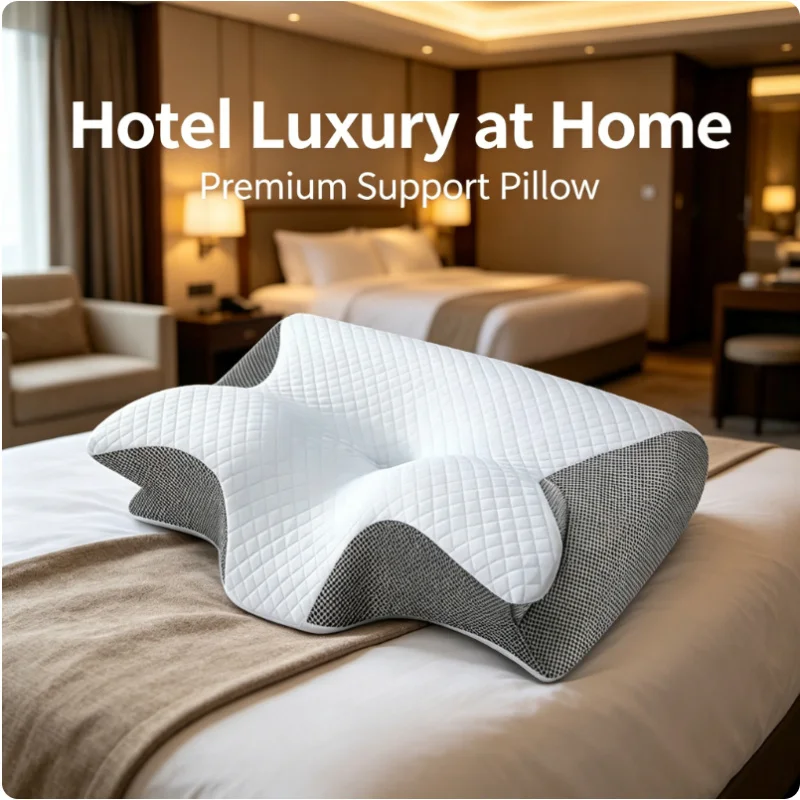 Ergonomic Contour Cervical Pillow Memory Foam Neck Support Pillow Breathable Bed Pillow for Multi Position Sleepers Pain Relief