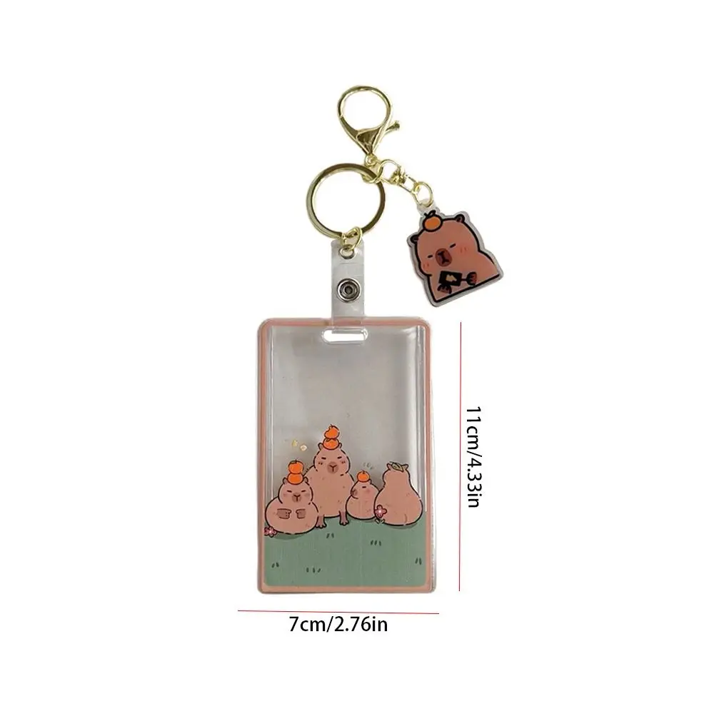 Capybara-Porte-clé à la mode, étui de protection, porte-carte JOBus, couverture de carte d'identité en PVC, pendentif Kawaii, école