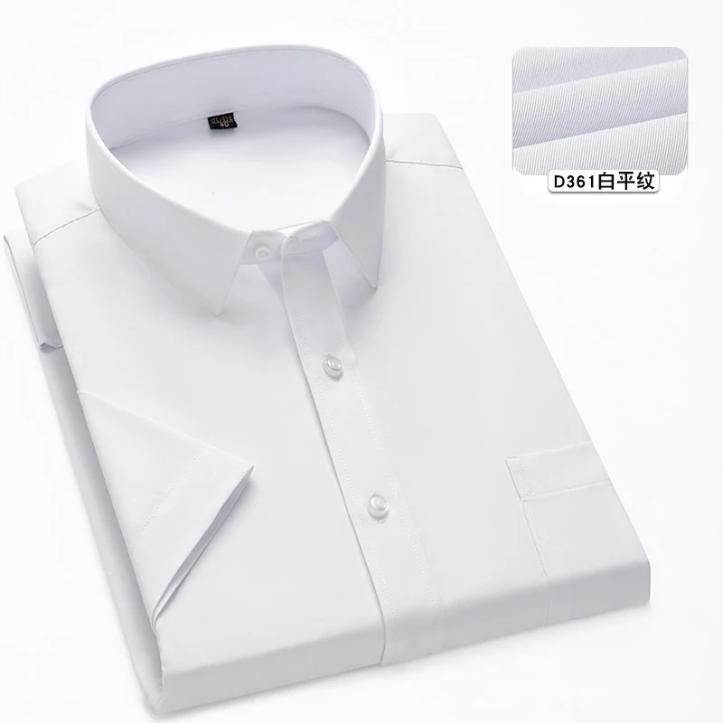 Camisa clásica de verano para hombre, camisas de vestir formales sólidas de manga corta, cómoda camisa de oficina de fácil cuidado de ajuste