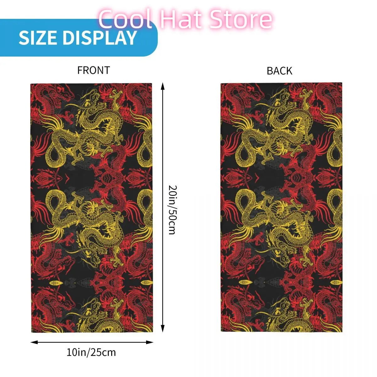 Custom Golden Chinese Dragon Pattern Bandana Neck Gaiter for Ski Running Men Women Wrap Scarf Oriental Mythical Headband Warmer view 6