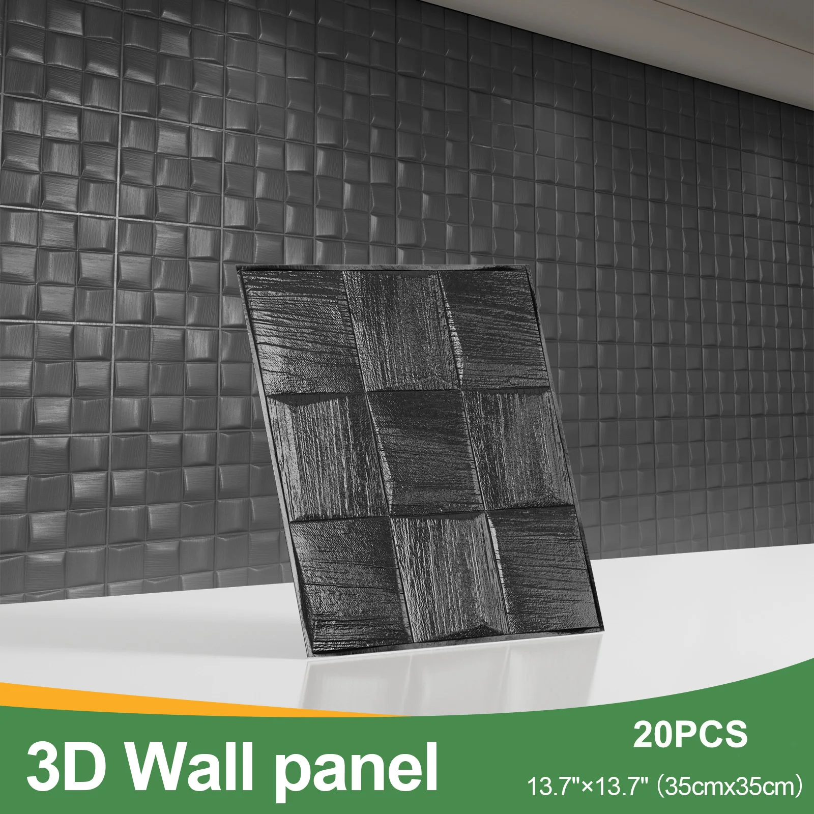 Paneles de pared 3D de 20 piezas, papel tapiz autoadhesivo texturizado de ladrillo negro de 13,7 "x 137" para paredes, azulejos 3D