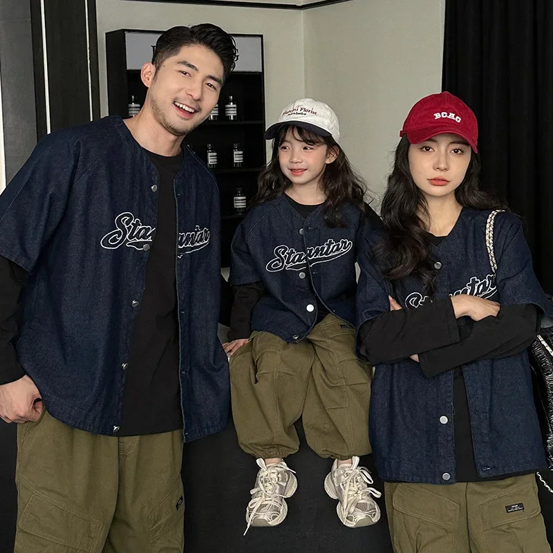 

Street Fashion Parent-child Matching Clothes Set Family Clothing Korean Dad Mom and Daughter Son Hip Hop Coat Tops Pants Outfits
