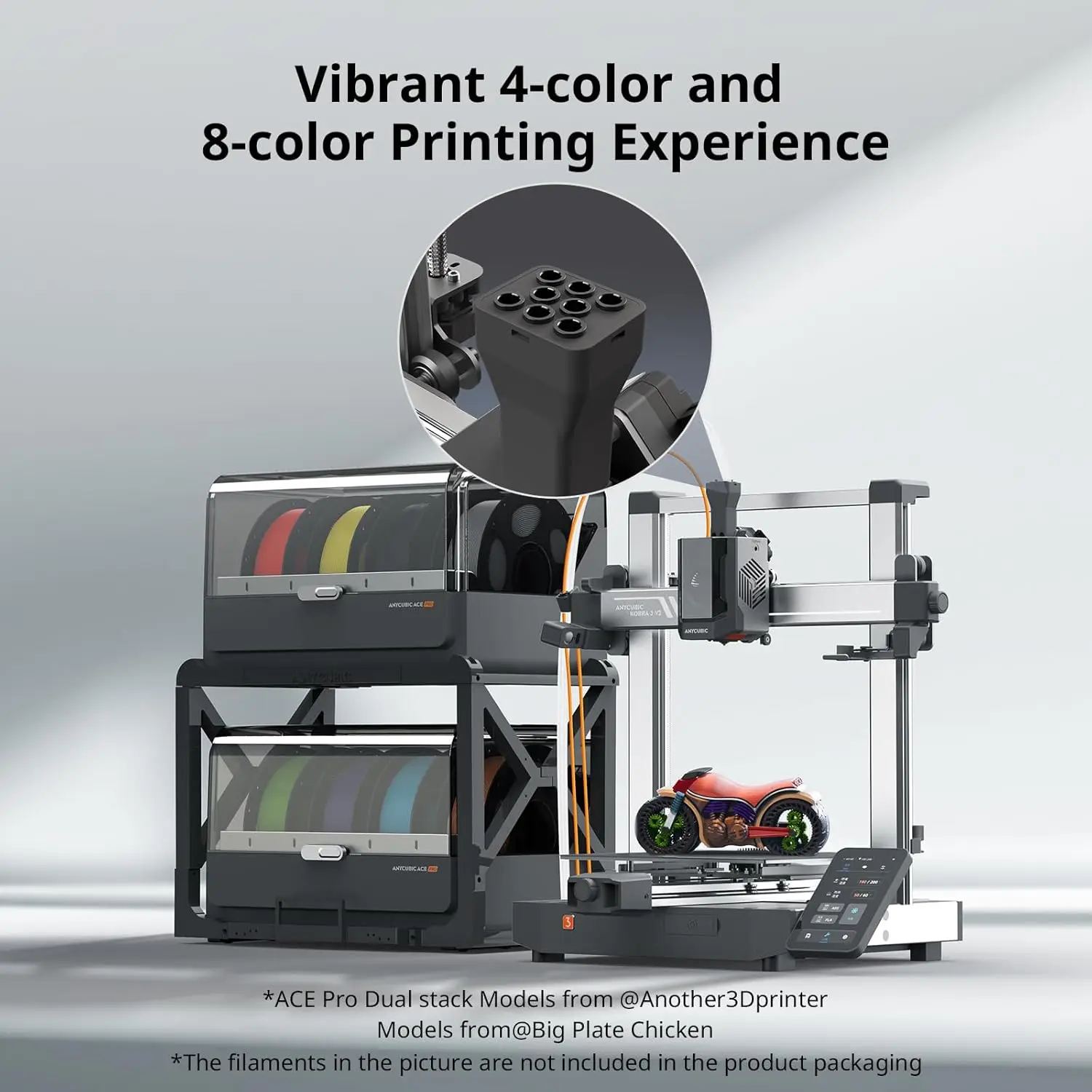 Smart Multicolor Printing for Kobra 3 V2 Combo 3D Printer 600mm/s Print Speed PEI Hot Bed Active Filament Prototyping