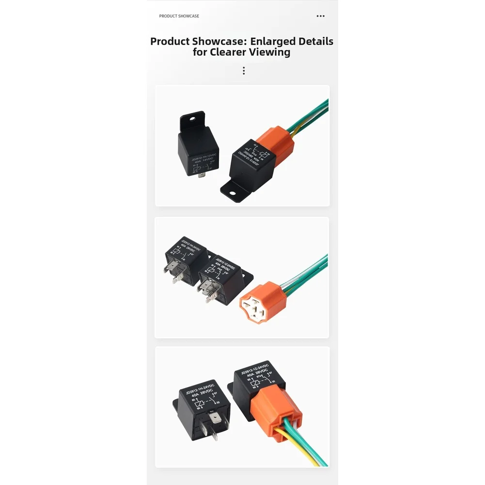 40A Relay for DC Electrical Control in Vehicles Featuring All-Copper Conductors Silver Alloy Contacts and ABS Housing