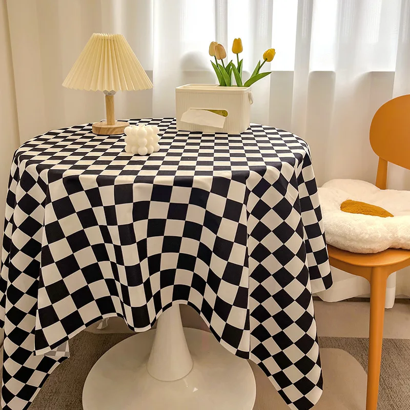 Checkerboard Plaid Rectangular Tablecloth Orange Pattern Round Tablecloth Coffee Table Dining Table Decoration Table Mat