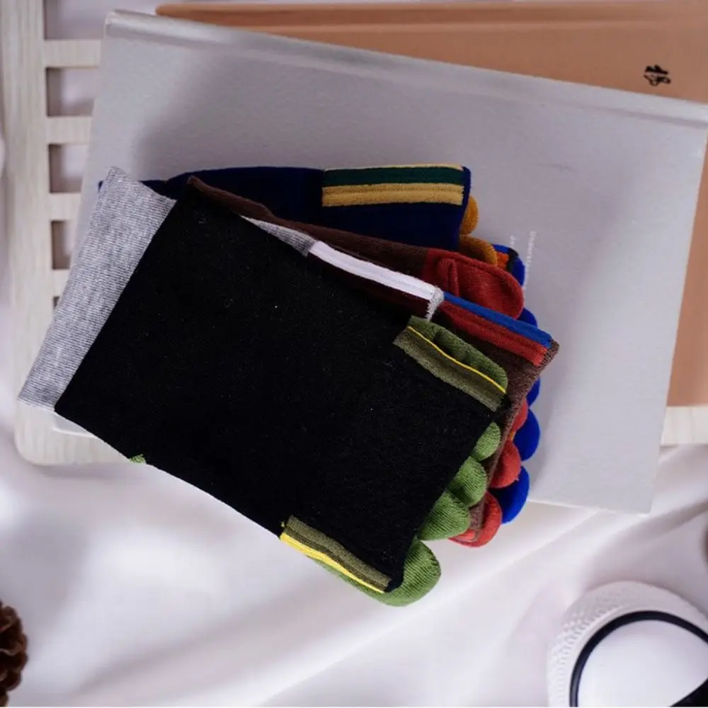 

5-парные модные удобные носки с пятью пальцами, впитывающие пот повседневные хлопковые носки, дышащие мужские носки с раздельным носком