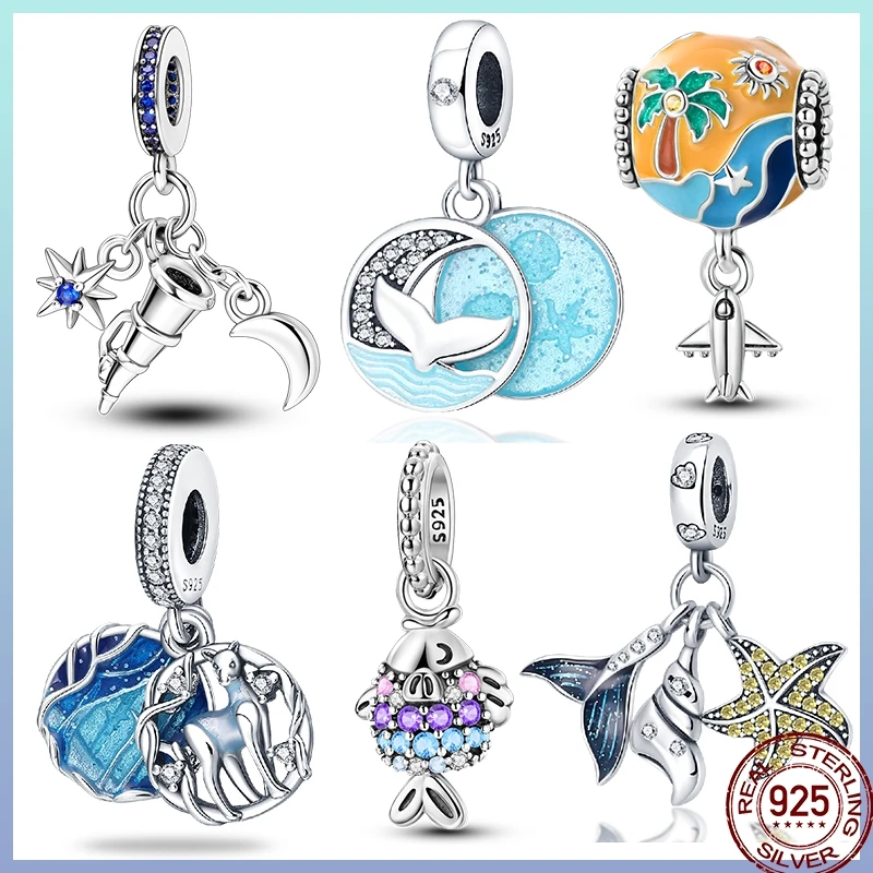 

New 925 Sterling Silver Starfish Ocean Series Beads Suitable For Pandora Original Bracelet Diy Gift Anniversary