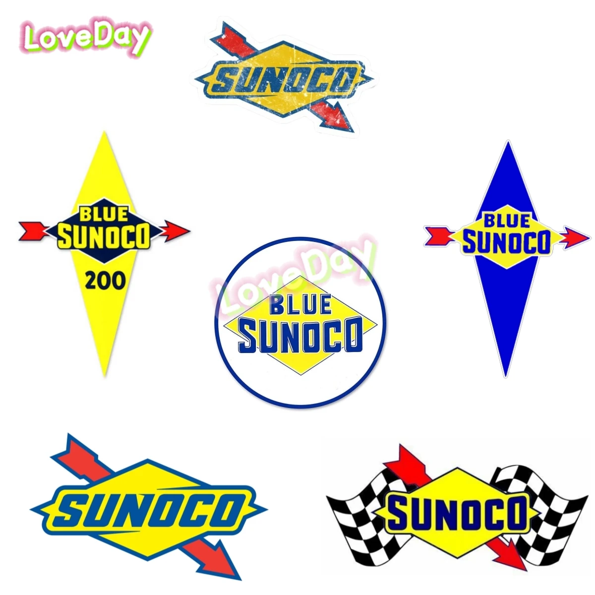 Sunoco النفط سباق ملصق لاصق لامع ، الرجعية سيارة الفينيل ملصق ، مقاوم للماء اكسسوارات السيارات للدراجات النارية ، والأزياء