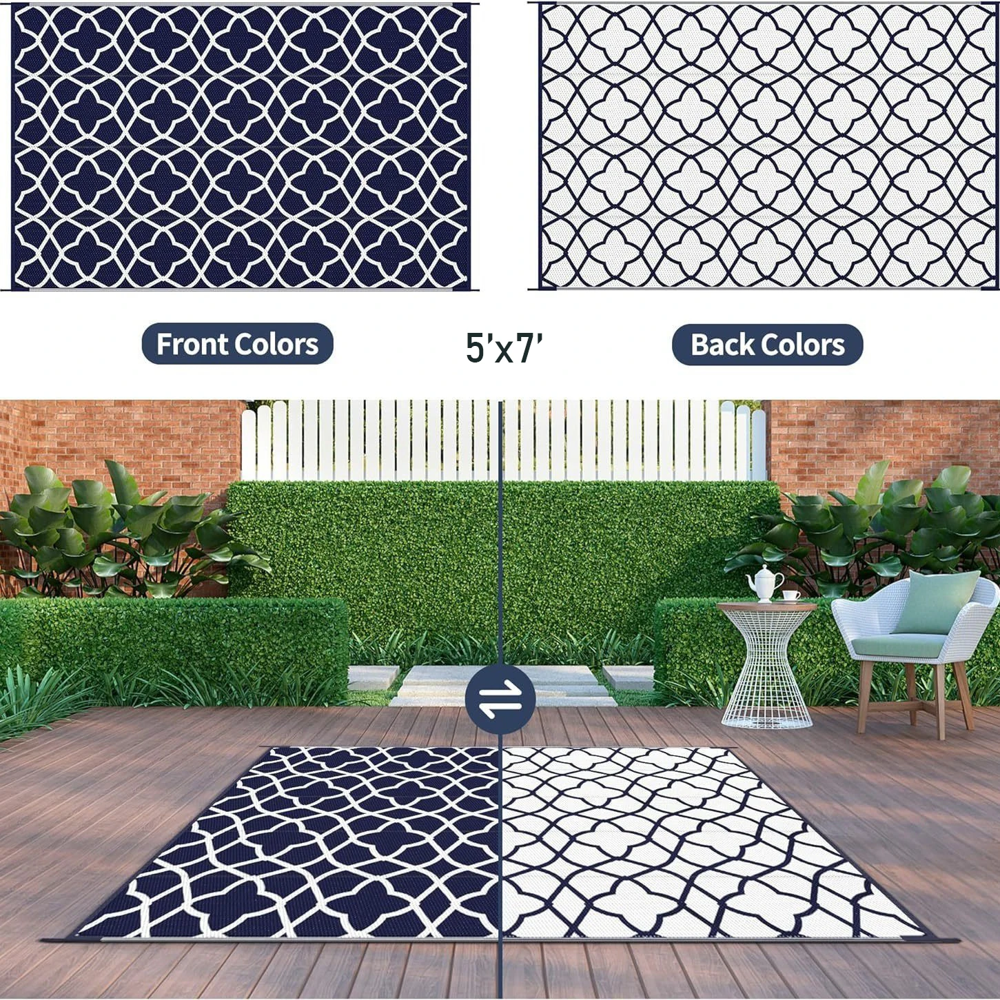 120X180cm Caravan Outdoor Rug Foldable Waterproof Plastic Straw Rug RV Camping Mat For Motorhome Deck Porch Picnic Beach view 5