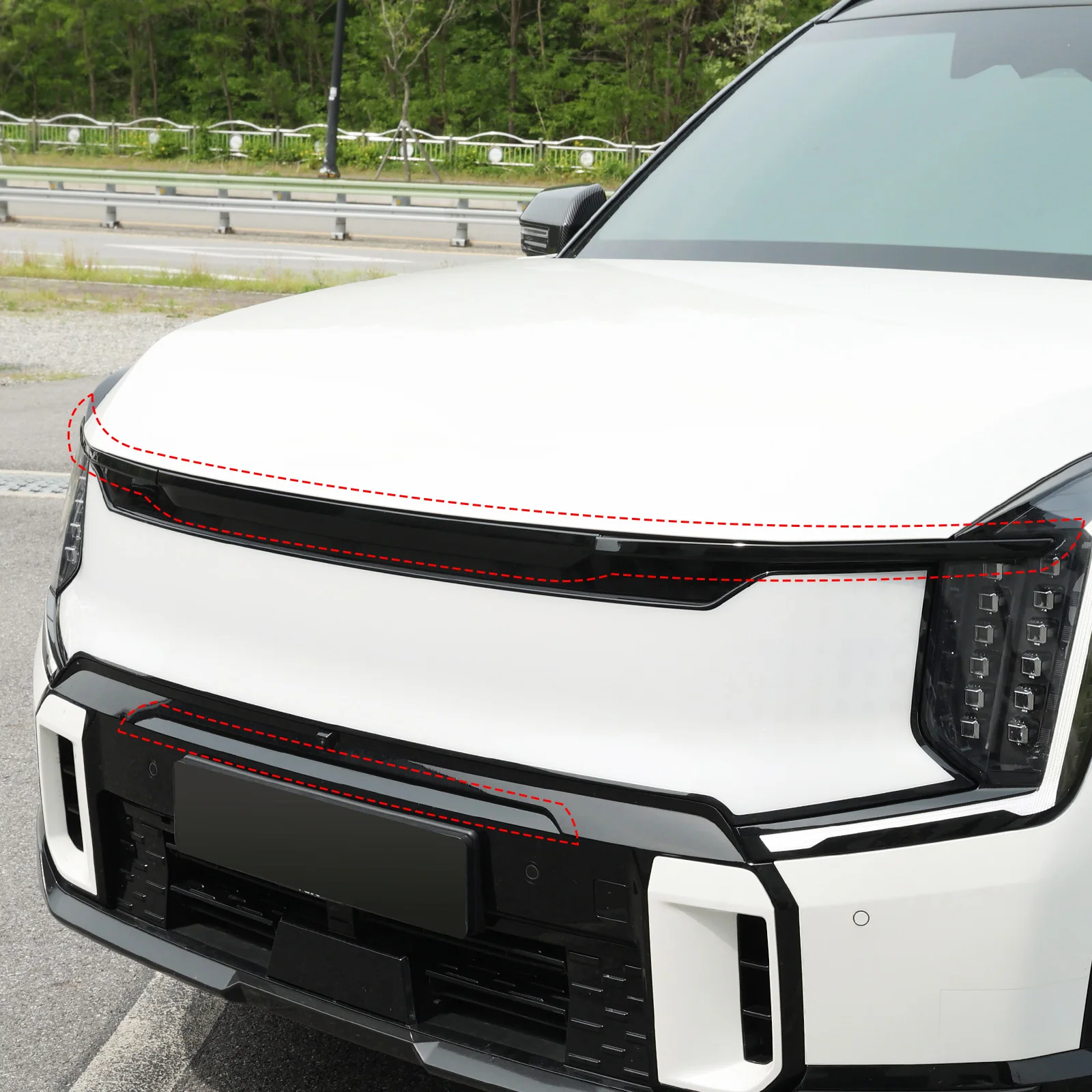 المصد الأمامي للسيارة العلوي السفلي الأوسط شبكة ، غطاء الشريط الزخرفية ، القوالب التصميم الخارجي لكيا EV9 LHD RHD ، 4 قطعة #3