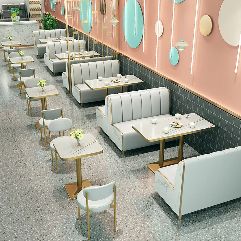 

Commercial furniture Western restaurant wall booth sofa stool combination cafe dessert burger fast food restaurant tables and ch