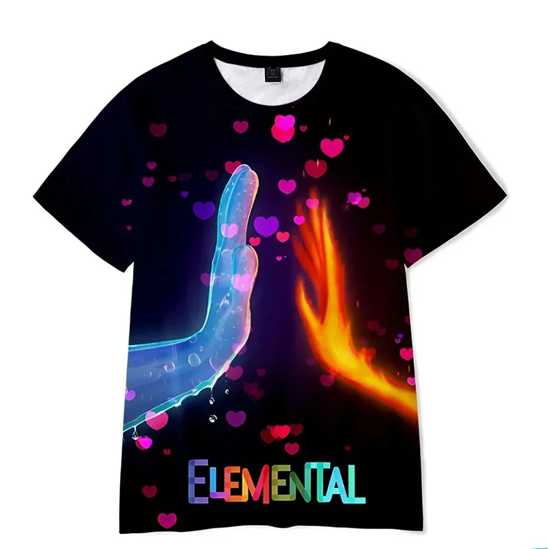 Elemental Anime T-shirt Clothing for Children Adult Disney Cartoon Short Sleeve Shirts Cute Tee Gift for Boys Girls Soft Clothes