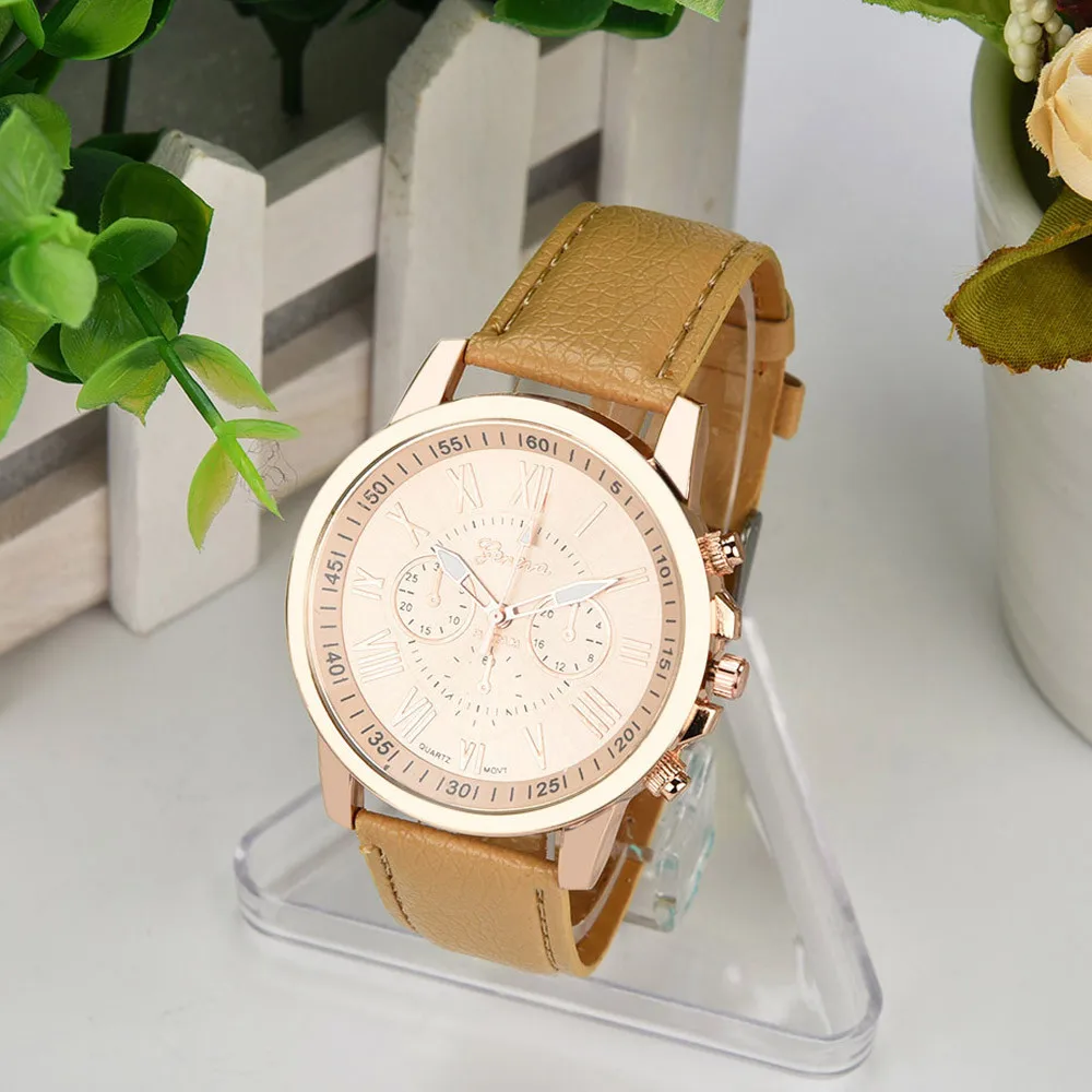 Top Brand Women Roman Numerals Faux Analog Quartz Watch Leather Strap Casual Digital Watch Ladies Relogio Feminino Dropshipping