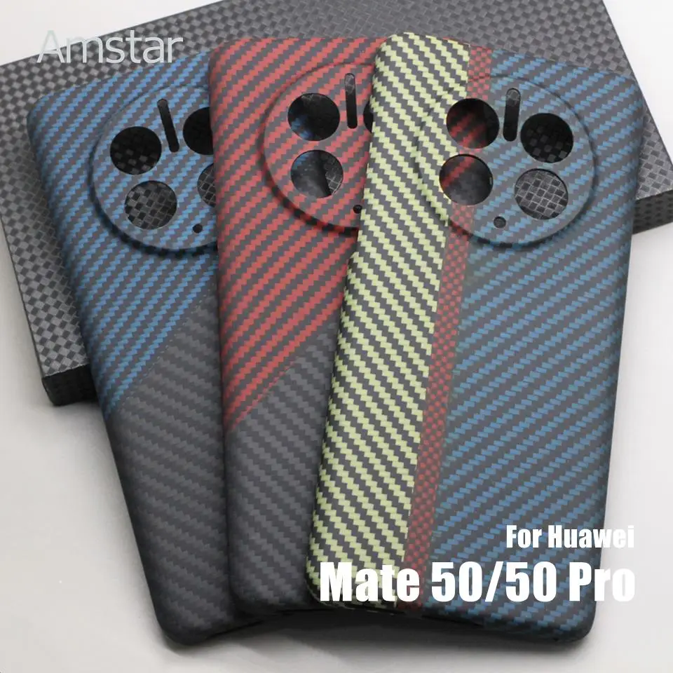 

Amstar Multicolor Carbon Fiber Lens Protection Case Huawei Mate 50 Pro Premium Aramid Fiber Phone Cover Huawei Mate 50.