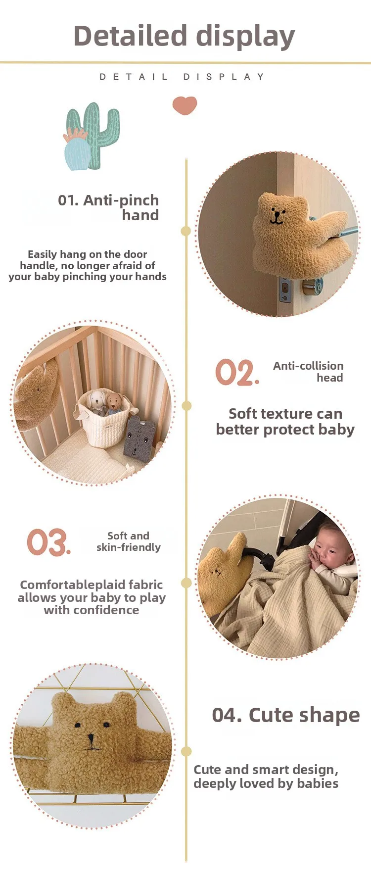 Nette Kleine Bär Sicherheit Schutz Anti Pinch Tür Stop Dekoration Tür Hängen Haustier Retention kinder Anti-kollision Puppe – Detail 4