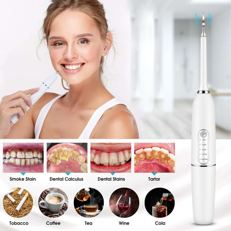 Electric Sonic Dental Calculus Scaler Oral Teeth Tartar Remover Plaque Stains Cleaner Removal Teeth Whitening Portable IPX7 New