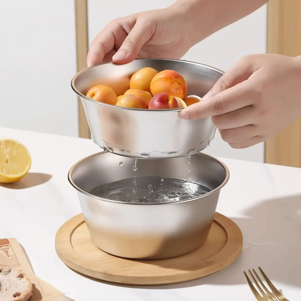 

2Pcs/Set Stainless Steel Strainer Basket Set Stackable Anti-corrosion Rice Colander Rust-proof High Temperature Resistance