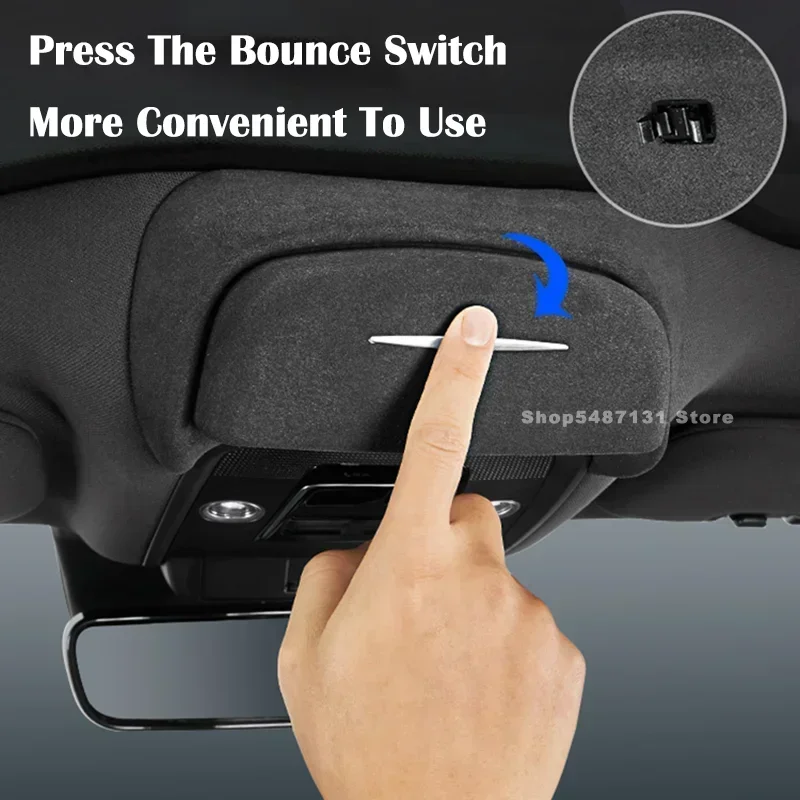 Alcantara Car Styling  Sun Glasses Case Sunglasses Holder Glasses Console Organizer Storage Box For BYD Atto3 2022 2023 image 2