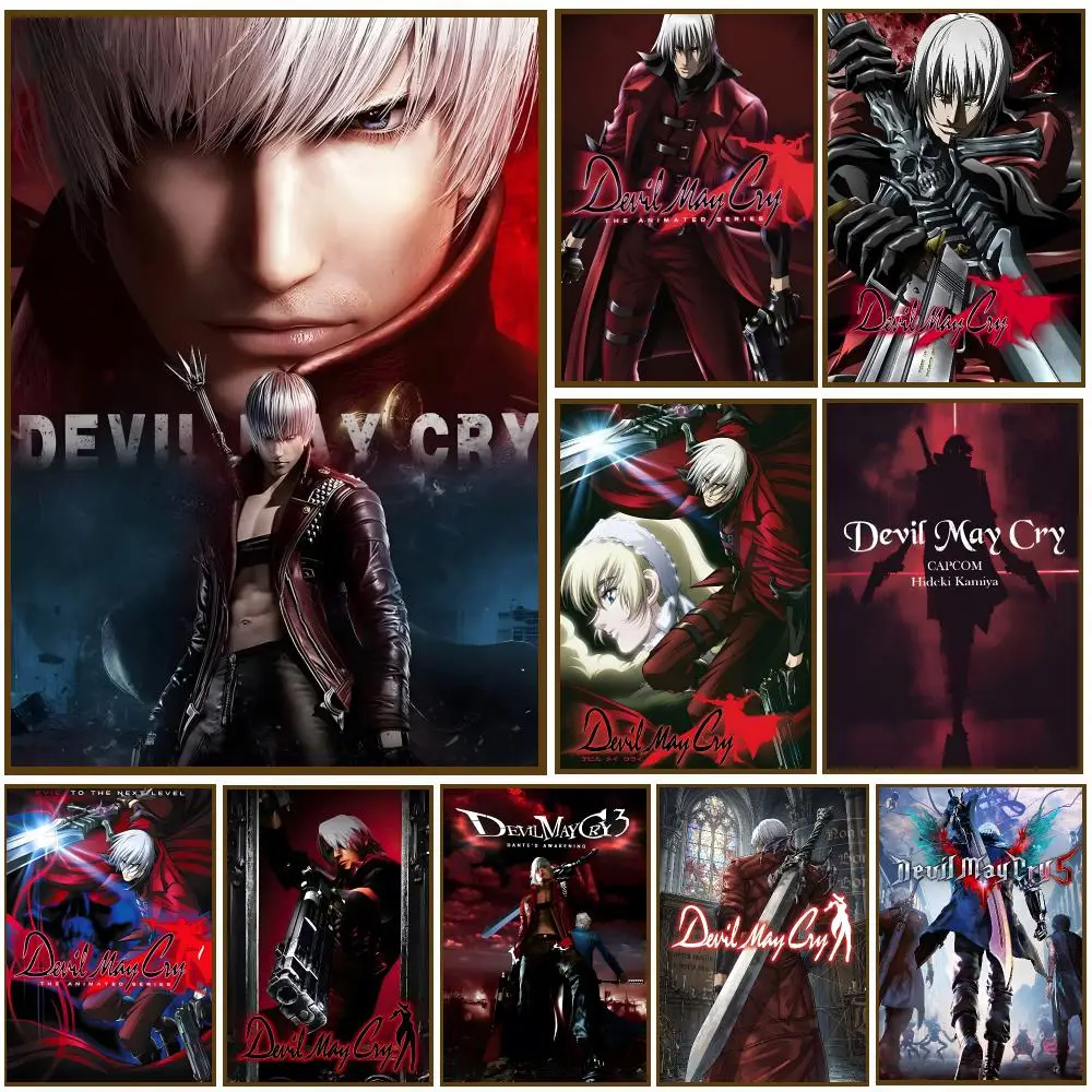 Devil May Cry Game Dark Poster Self-adhesive Advanced Aesthetic Printing Paper Wall Art for Living Room Home Decor
