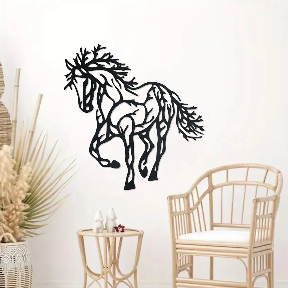 Eisen Pferd Zweig Wanddekoration, Metall Pferd Dekor Tier Silhouette Handwerk Wohnzimmer, Schlafzimmer, Arbeitszimmer, Außendekoration