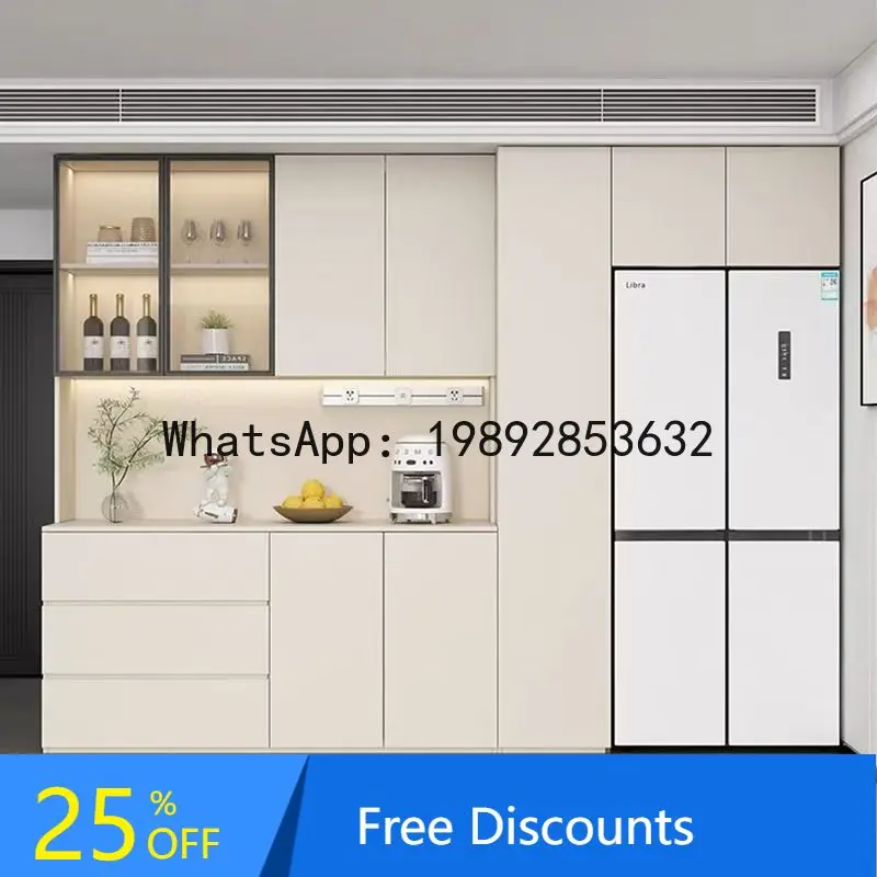 CZ Embedded Refrigerator Sideboard Integrated Wall-Mounted Modern Simple Solid Wood Sideboard Living Room Storage Cabinet