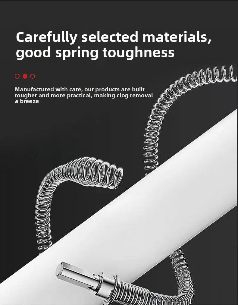 Spring Sewer Dredging Tool, Spring Pipe Dredging Tools Drain Hose Cleaner Sticks 3M Clog Remover Snake Drain with Drill Adapter