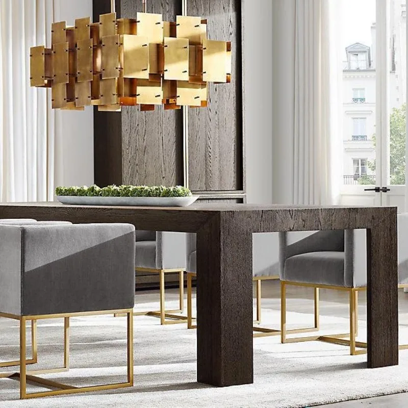 Rustic retro solid wood furniture Italian minimalist Western dining table Modern Nordic dining table