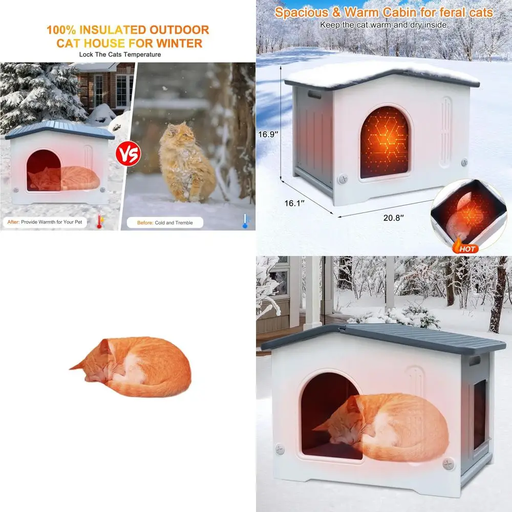 

Изолированный серый уличный кошачий домик, водонепроницаемый и простой в сборке, идеально подходит для зимнего укрытия