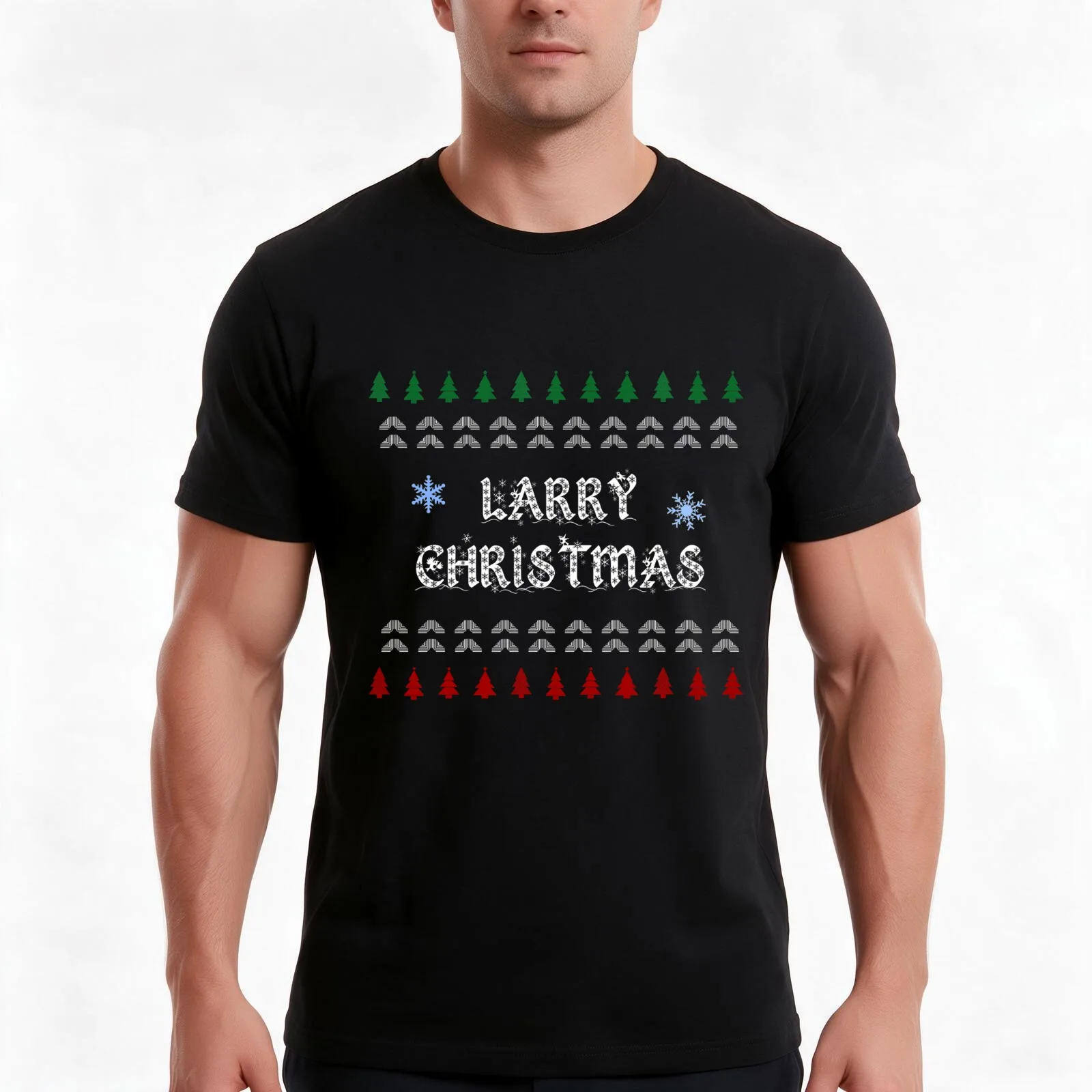 Larry Christmas T-Shirt, Summer Casual Cotton Tee, Oversized Streetwear Tops, Vintage Graphic Print, Loose Fit Short Sleeve