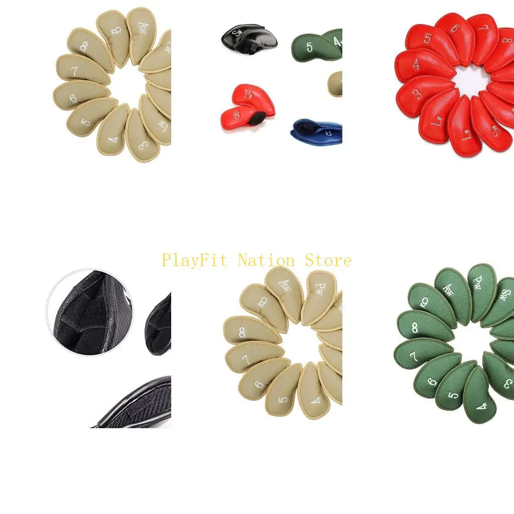 

242F 12Pcs PU Golfs Head Cover Golfs Iron Club Head Cover Waterproofs Headcover