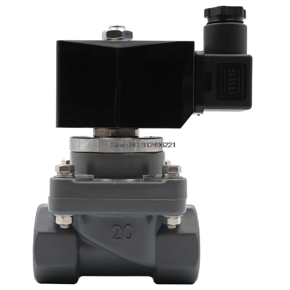 

UPVC/CPVC антикоррозийный нормально закрытый электромагнитный клапан, DN15-50 защита от коррозии энергосберегающий электрический электромагнитный клапан, 0,1 ~ 6 бар