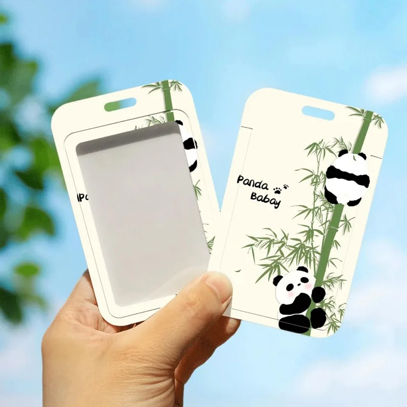 Cute Panda Card Holders Student ID Card Protective Cover Cases Student Campus Access Cards Case Protection Shell Card Sleeve