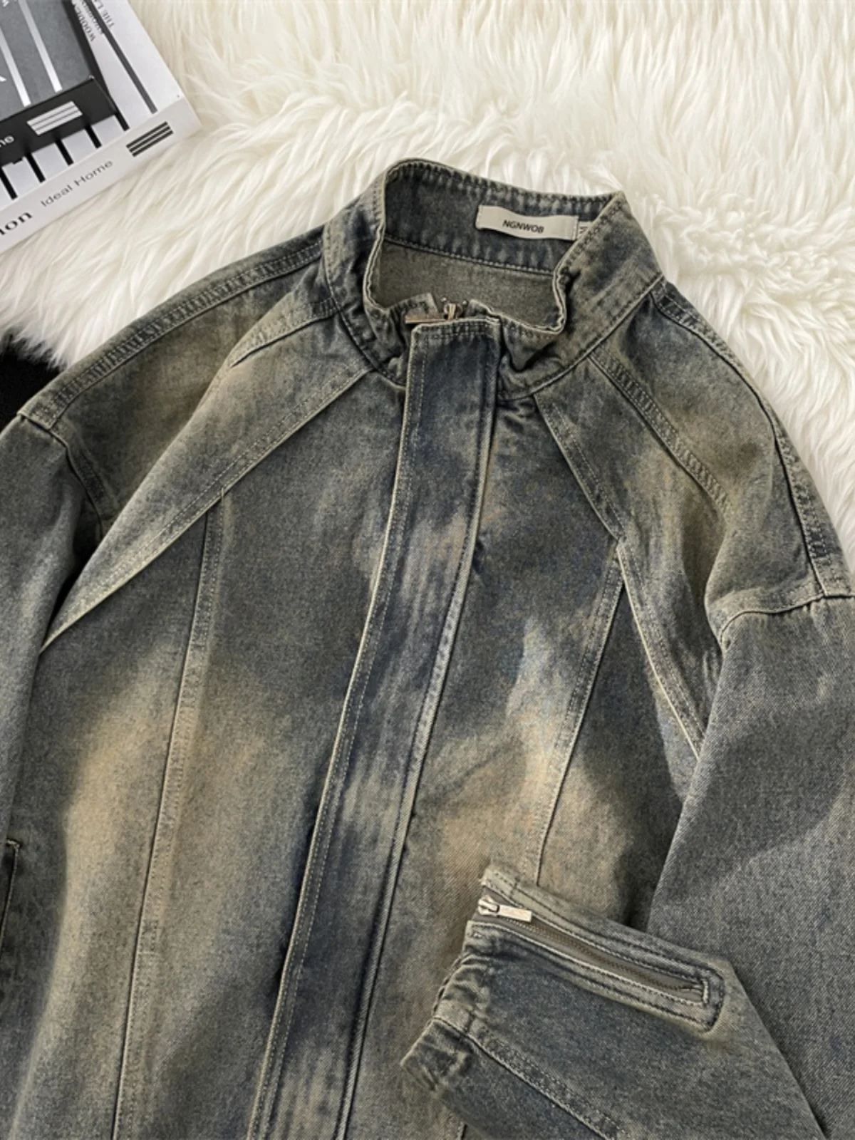 

Мужская джинсовая куртка в стиле ретро-американский винтаж, свободного кроя, на молнии, для молодежи, весна-осень