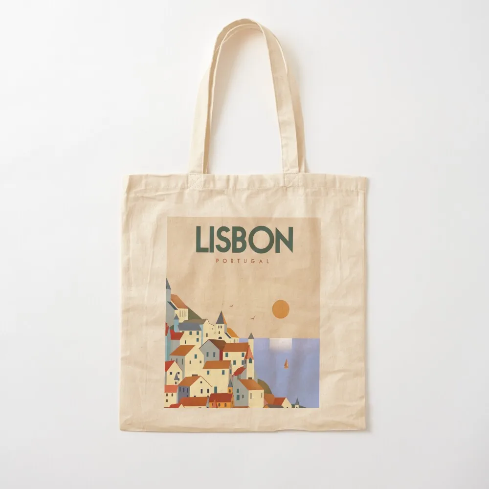 

Lisbon Portugal Travel poster Tote Bag Women's handbag tote bag woman Canvas Tote Bag