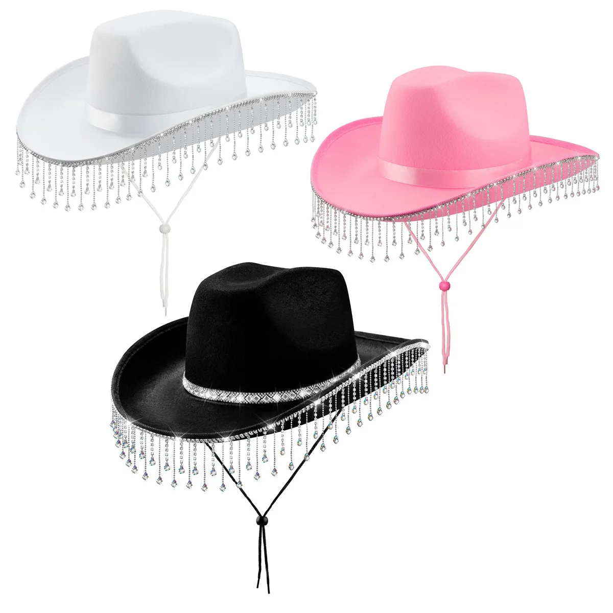 Bridal Cowgirl Hat for Bachelorette Party Rhinestone White Cowboy Hat for Women Bride To Be Gift Halloween Costume