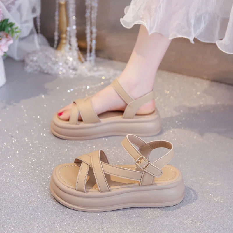 

Женские сандалии, разноцветные босоножки на танкетке, летняя обувь 2025, женские босоножки на каблуке, летняя обувь на платформе, женская обувь на блочном каблуке